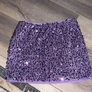 Purple Sequin Mini Skirt